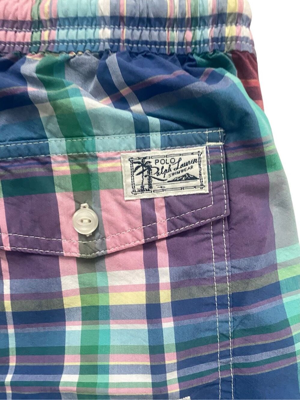 Polo Ralph Lauren Men’s Plaid Swim Trunks Shorts 190/96B Cotton Nylon Vtge- XXL - Picture 4 of 10